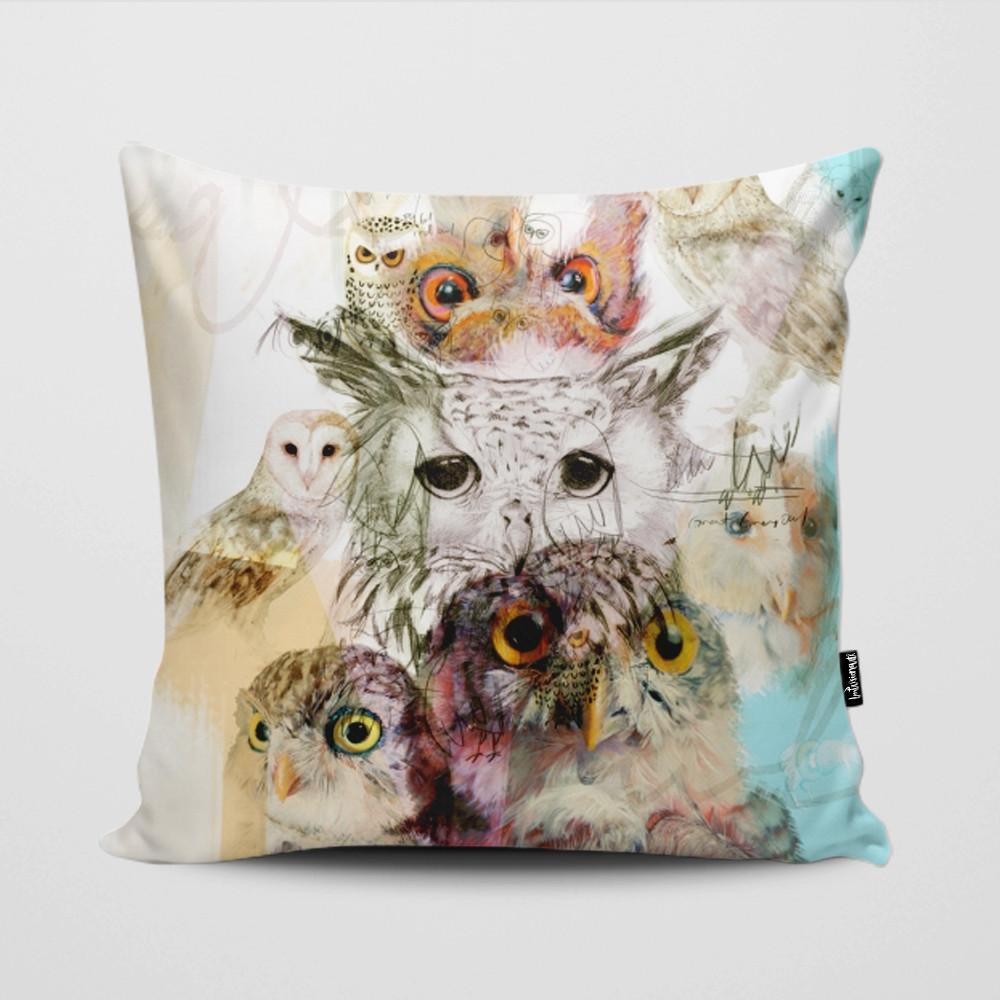 Funda de Cojín Family Owls GALERIA IMPRESIONARTE- Depto51