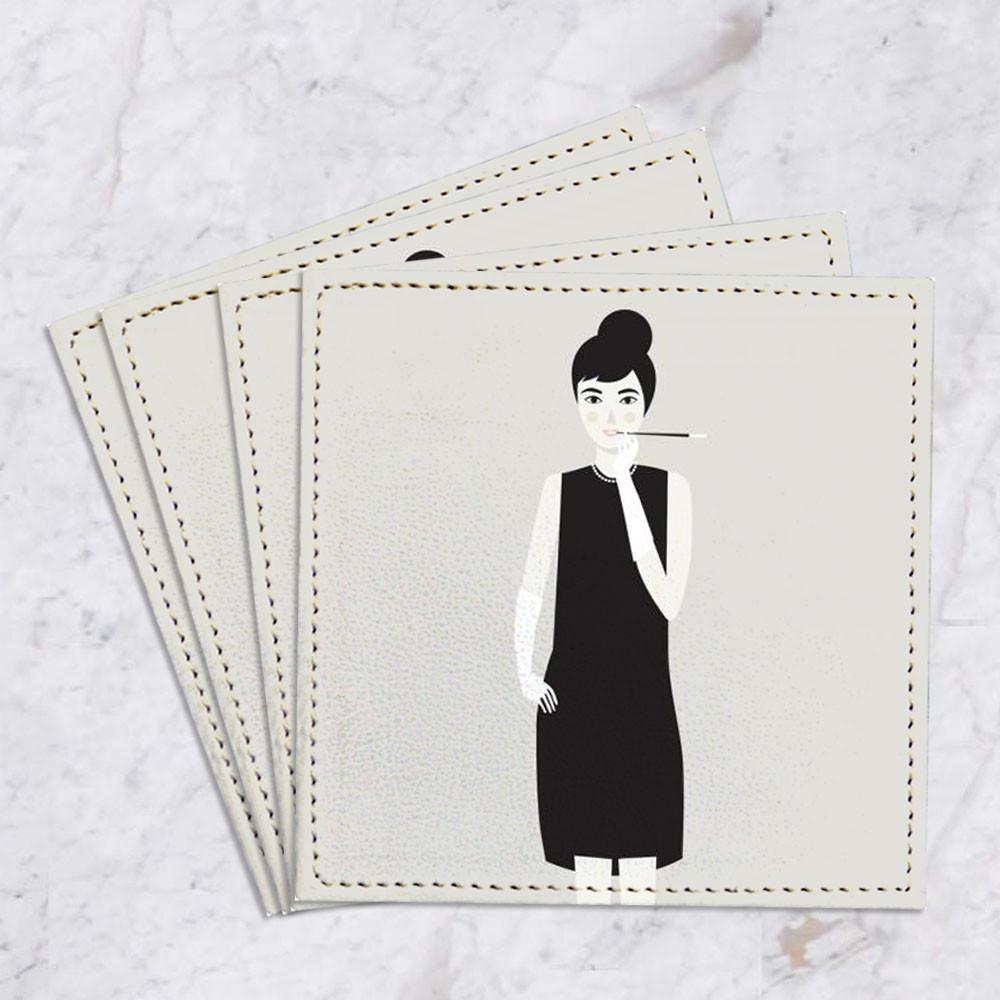 Set de 4 Posavasos Audrey Hepburn GALERIA IMPRESIONARTE- Depto51