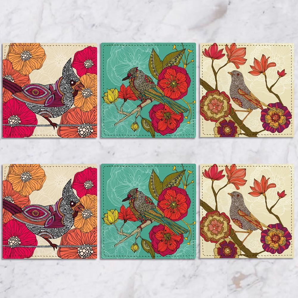 Set de 6 Posavasos  Birds de Valentina Harper GALERIA IMPRESIONARTE- Depto51