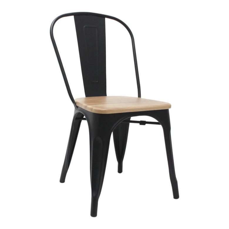 Silla Tolix Réplica con Asiento de Madera Negro REMATIME- Depto51